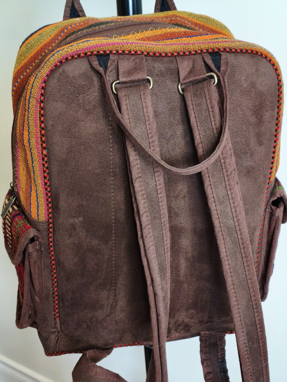 Vintage Kilim Multicolor Woven Backpack Boho - Picture 4 of 8